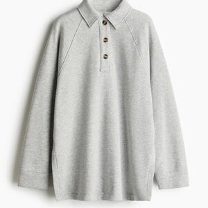 H&M Light Gray Button-Up Sweatshirt